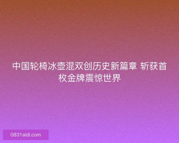 中国轮椅冰壶混双创历史新篇章 斩获首枚金牌震惊世界