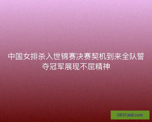 中国女排杀入世锦赛决赛契机到来全队誓夺冠军展现不屈精神