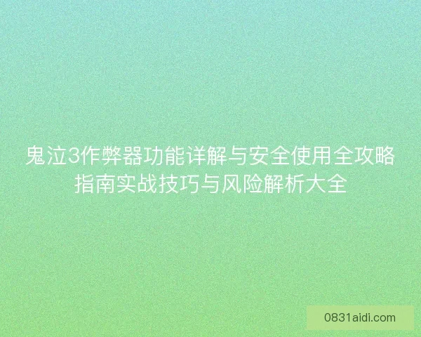 鬼泣3作弊器功能详解与安全使用全攻略指南实战技巧与风险解析大全