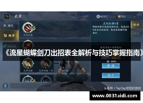 《流星蝴蝶剑刀出招表全解析与技巧掌握指南》